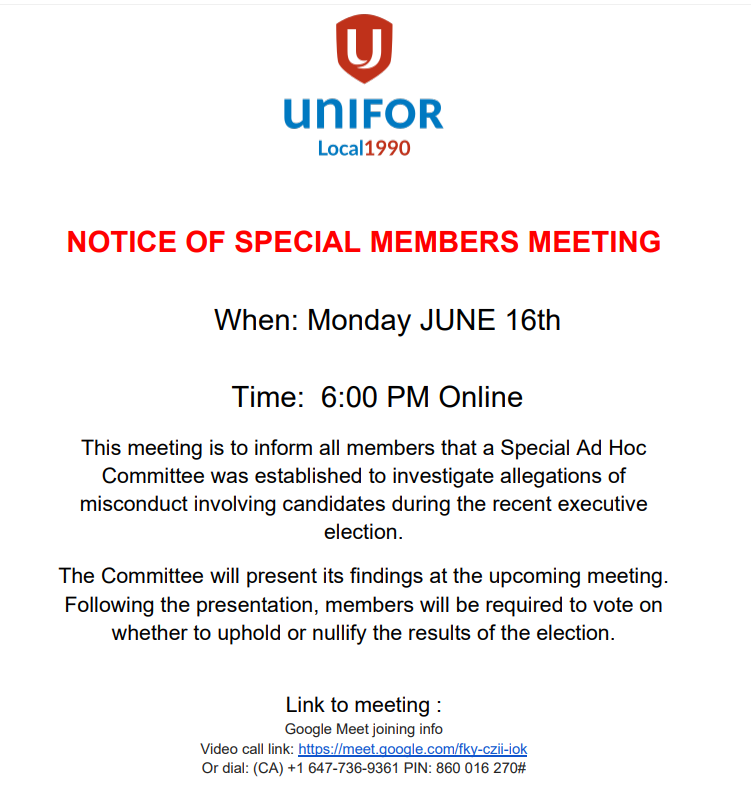Special Meeting June 16